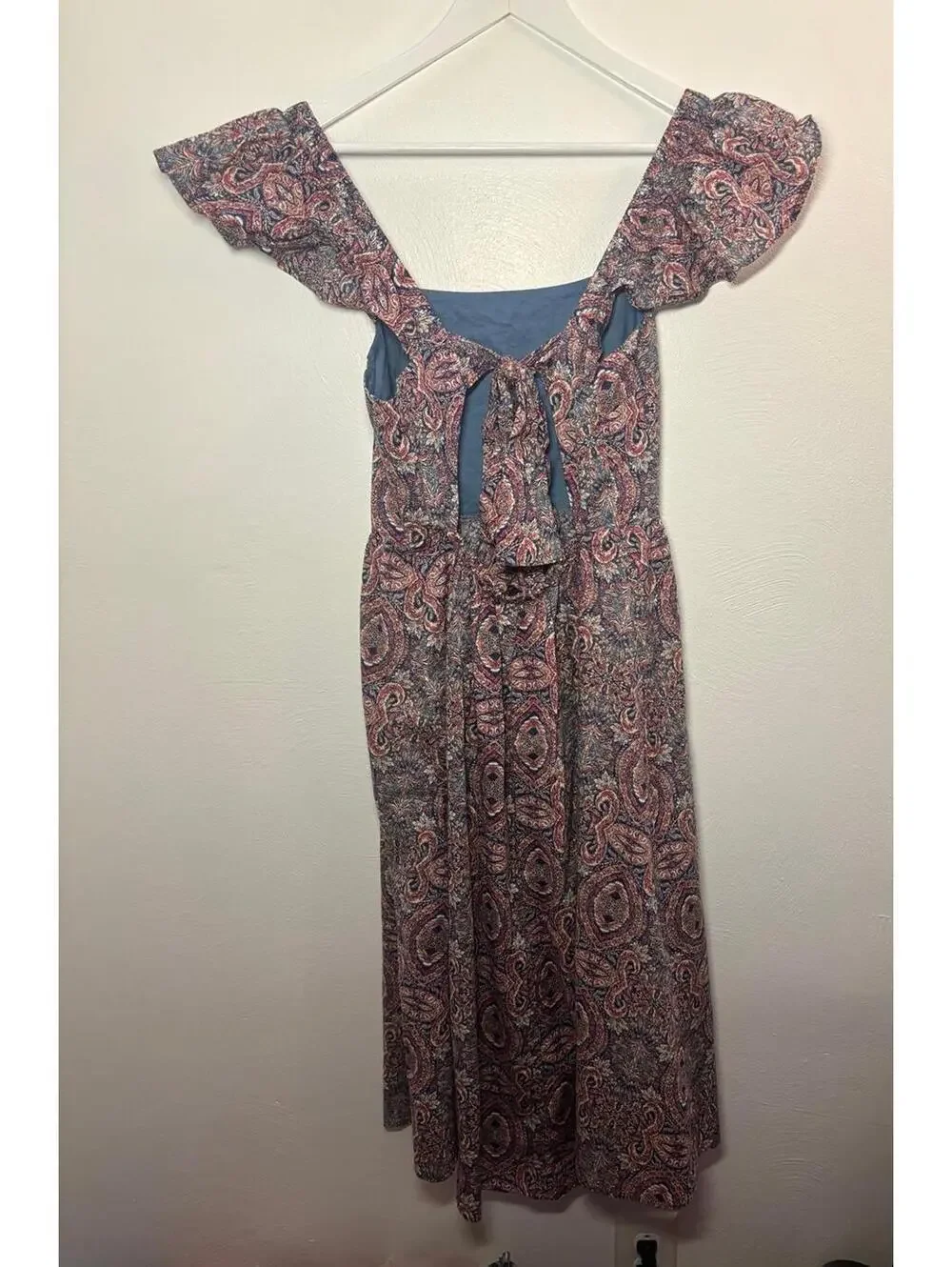Banana Republic Open Back Tie Back Paisley Midi Dress Size Small - Picture 3 of 9